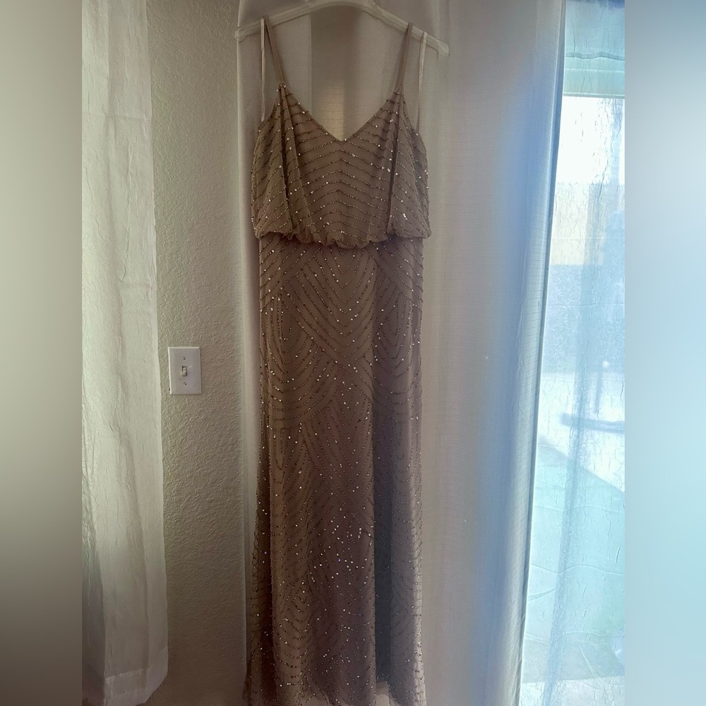 Adrianna Papell Gold Beaded Maxi Dress